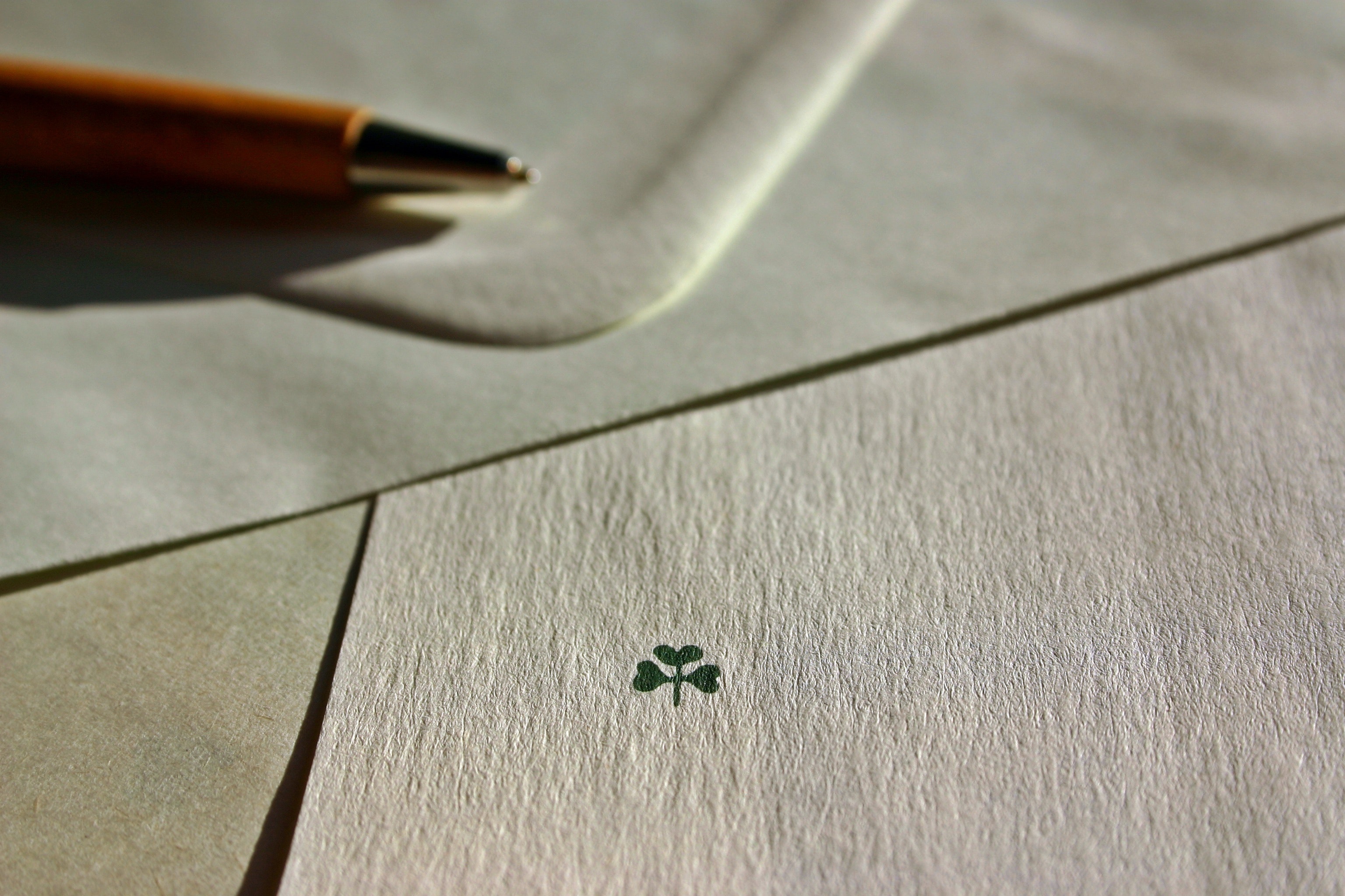 The image of a four-leaf clover, the symbol of St. Patrick's Day, on a sheet of paper.