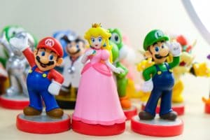 mario, luigi, and princess peach amiibos