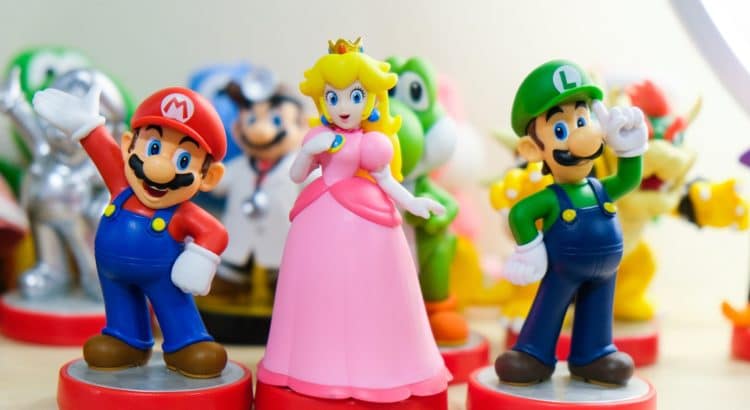 mario, luigi, and princess peach amiibos