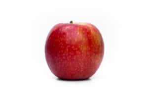 an apple against a white background