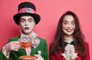 mad hatter and zombie costume models