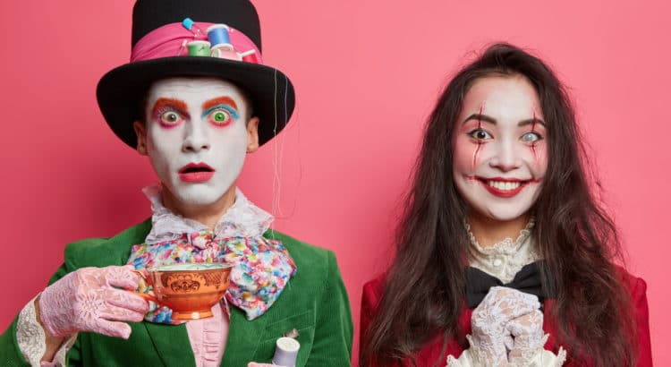 mad hatter and zombie costume models